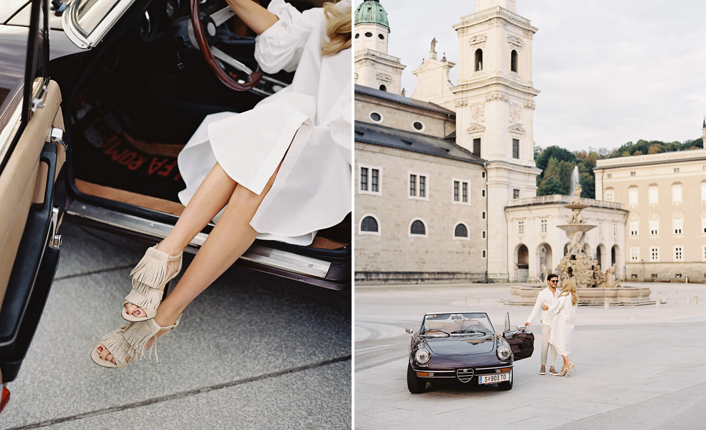 Classic car pre wedding photo