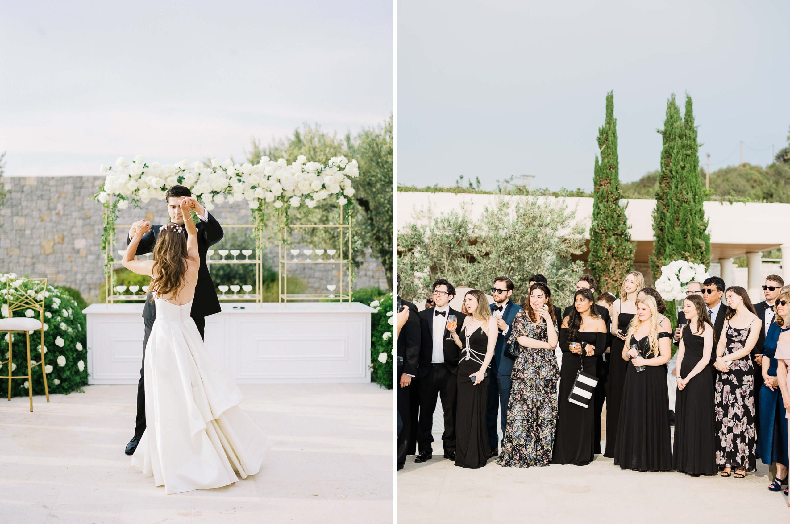 Luxurious White Wedding at Amanzoe with 1000 white roses