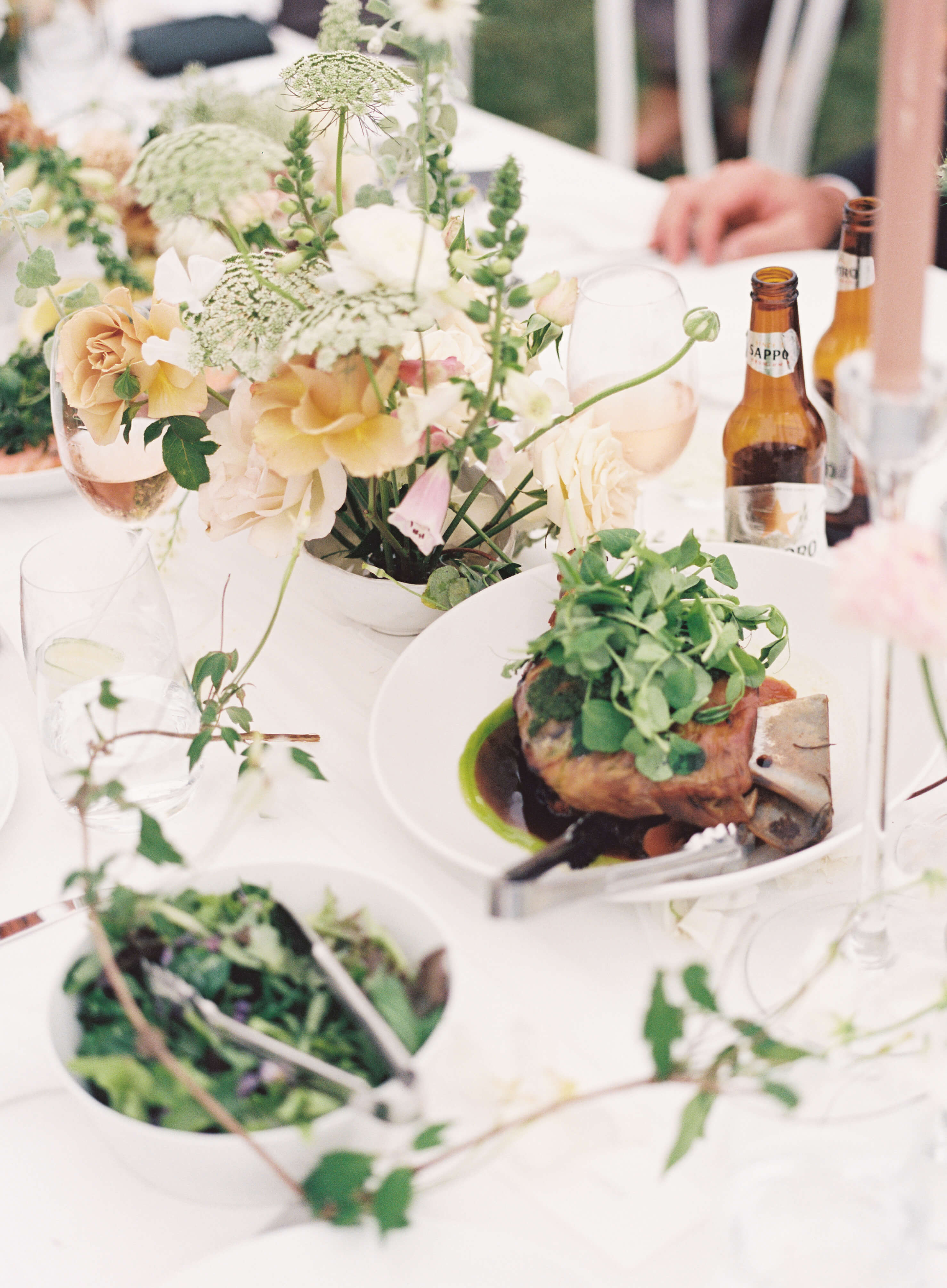 Garden wedding with catering that looks like decoration